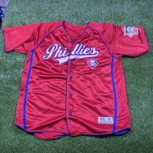 Philadelphia Phillies Jersey Mens Large / Xl True Fan Red Embroidered VTG